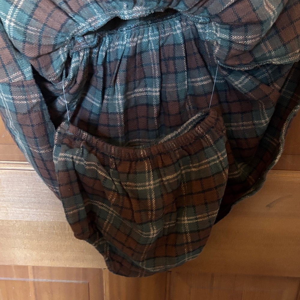 NWOT Rylee + Cru Brown and Blue Plaid flannel cotton “Jolene” Dress - Picture 6 of 6